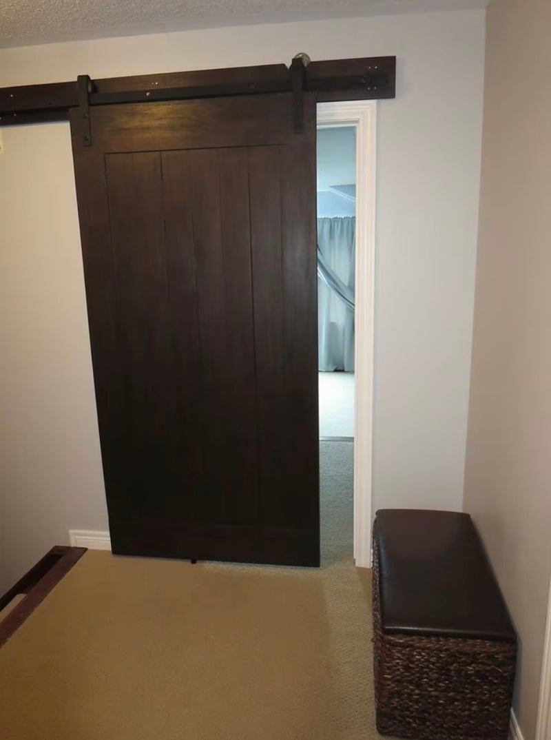 Acacia Barn Door 42” x 84” Wenge Brown Classic Design Includes Header Board & Hardware