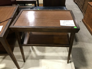 Brown Rectangular Side Table With Bottom Shelf