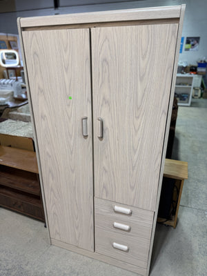 Multi-Functional Oak-Finish Wardrobe Armoire