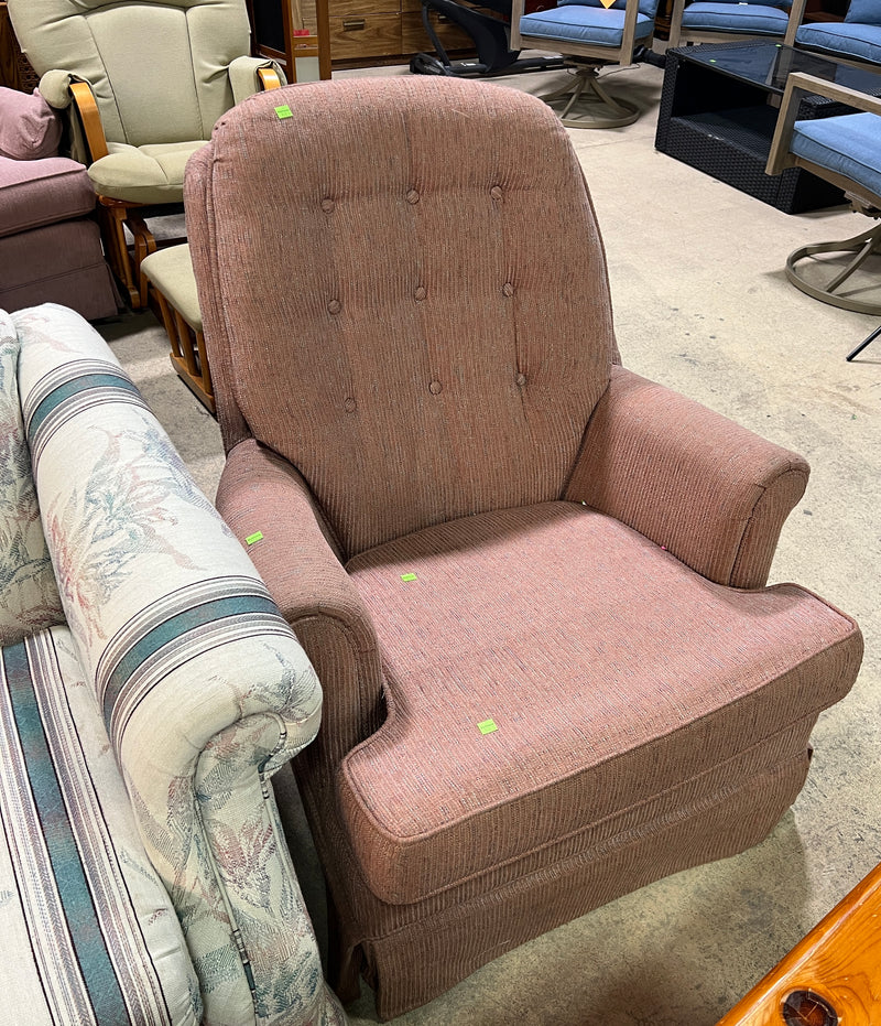 Vintage Tufted Recliner Chair – Pink Upholstered Accent Armchair