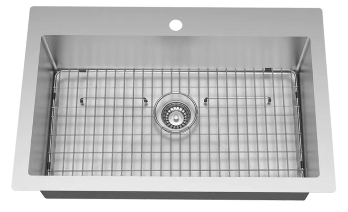 Dual Mount 31.5-inch 1-Hole Single Bowl Kitchen Sink in Stainless Steel
