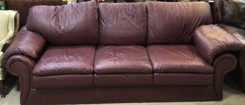 Burgundy Leather 3-Seater