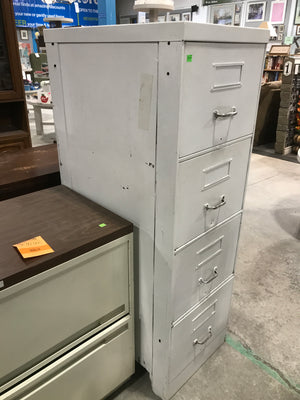Tall White Metal Filing Cabinet With 4 Drawers