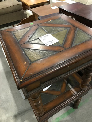 Wooden Dark Brown Side Table With Trim Design