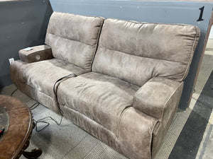 Taupe Faux-leather Two-seater Electric Recliner