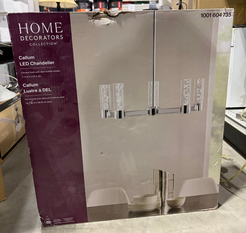 Callum 5-Light Integrated LED Dimmable Chrome Cylinder Candle-Style Chandelier Clear Acrylic Shade