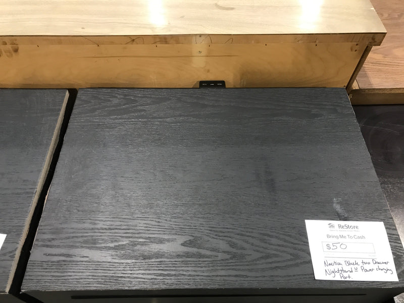 Nautica Blue Dark Greyish Blue Two Drawer Nightstand With Power Charging Port