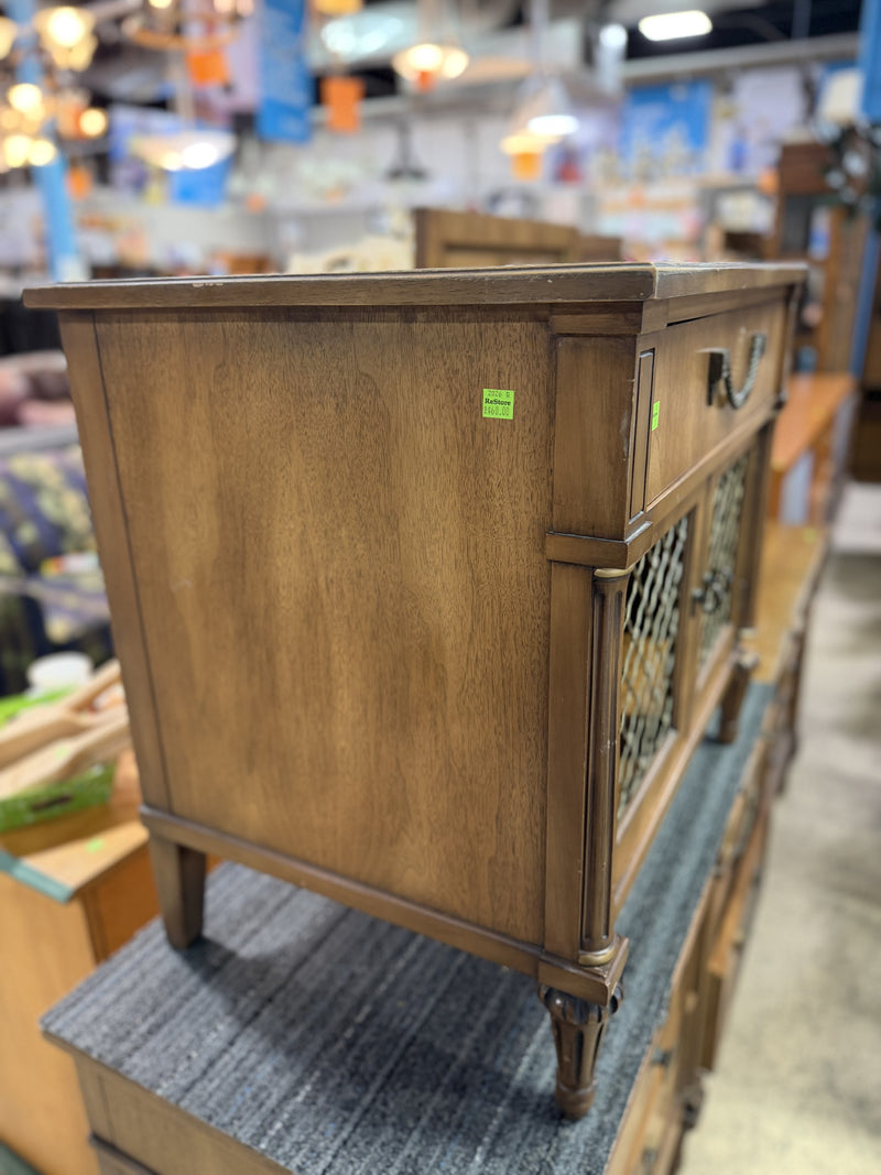 Traditional Wooden Accent Cabinet with Decorative Lattice Doors