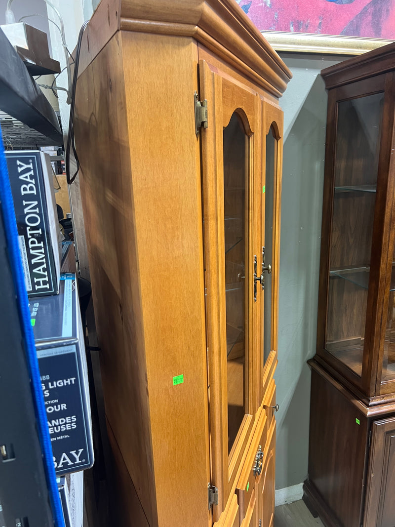 Light Wooden Corner China Cabinet and Hutch