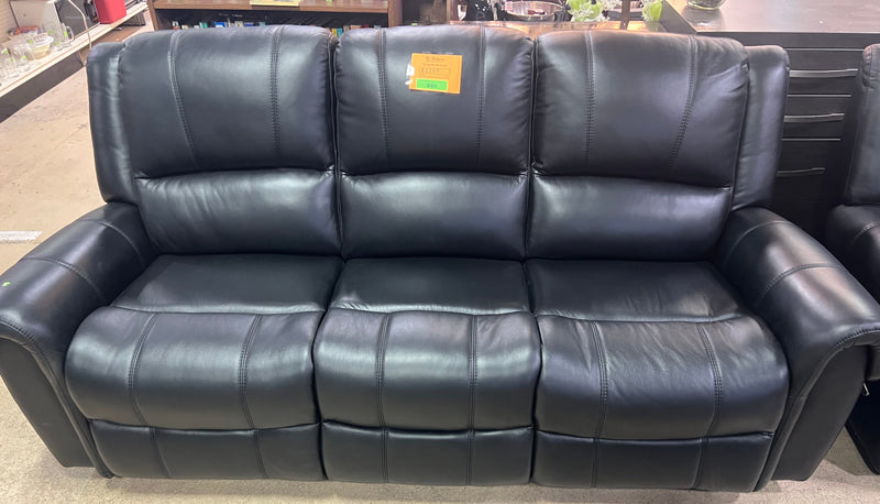 Leather Reclining 3-Seater Sofa In Black