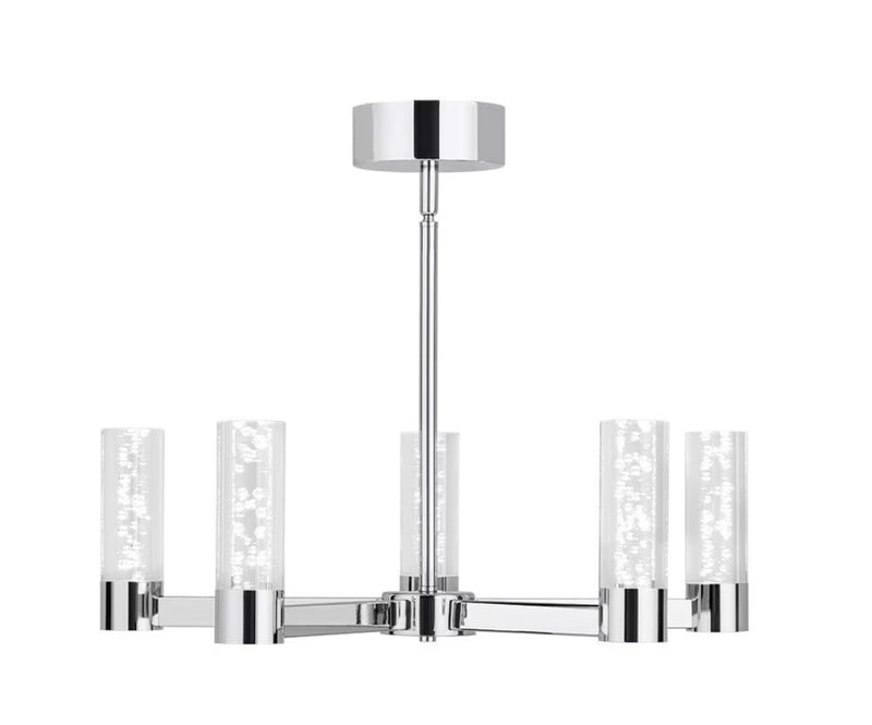 Callum 5-Light Integrated LED Dimmable Chrome Cylinder Candle-Style Chandelier Clear Acrylic Shade