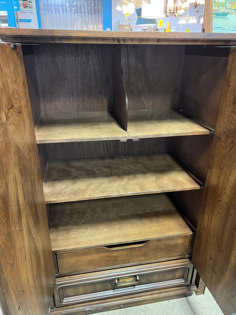 Wood Armoire Cabinet with Brass Hardware