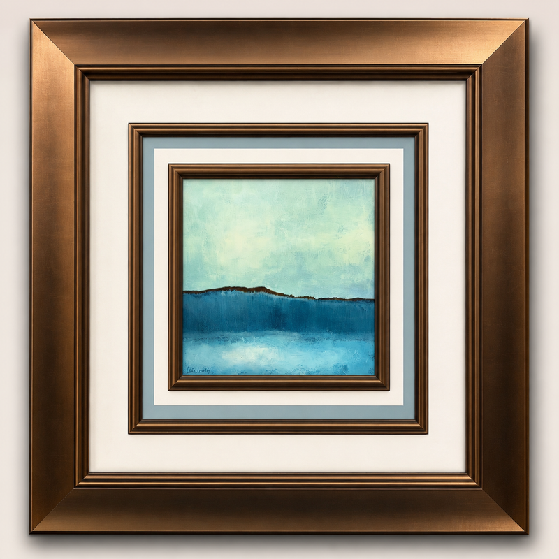 Framed Abstract Coastal Horizon Wall Art