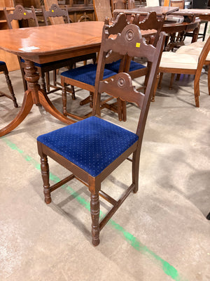 Dark Wood and Royal Blue Dining Chairs