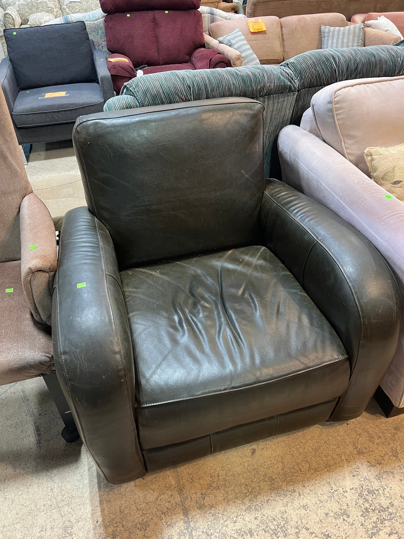 Vintage-Style Club Chair with Rolled Arms – Dark Brown/Charcoal Finish