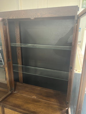 Mid-Century Modern Glass & Woven Buffet & Hutch