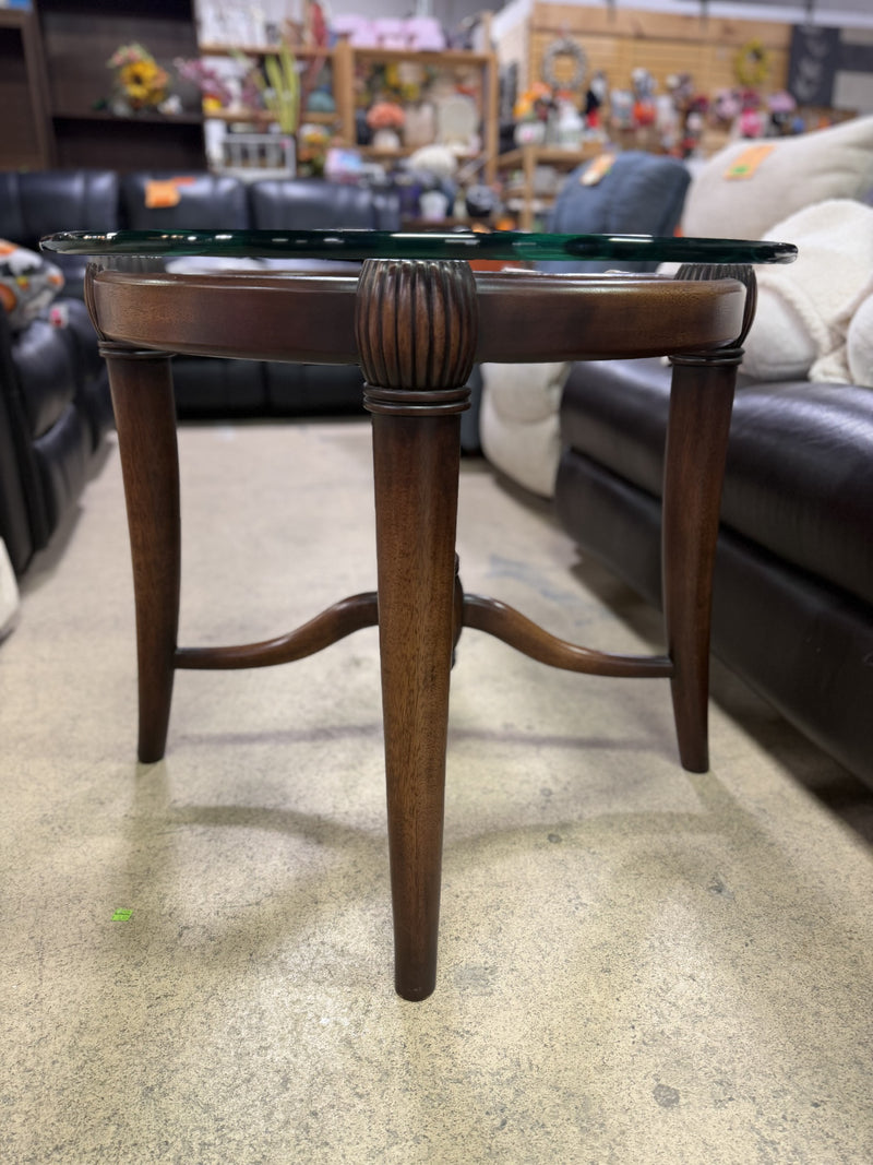 Round Glass-Top Accent Table