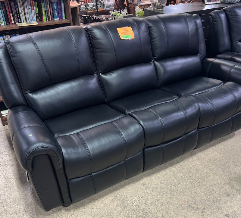 Leather Reclining 3-Seater Sofa In Black