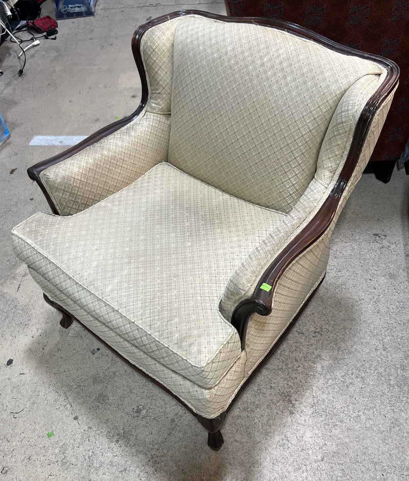 Vintage Beige Wingback Accent Armchair