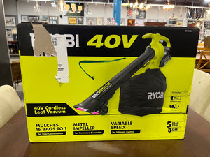 40V Vac Attack Cordless Leaf Vacuum/Mulcher with 5.0 Ah Battery and Charger