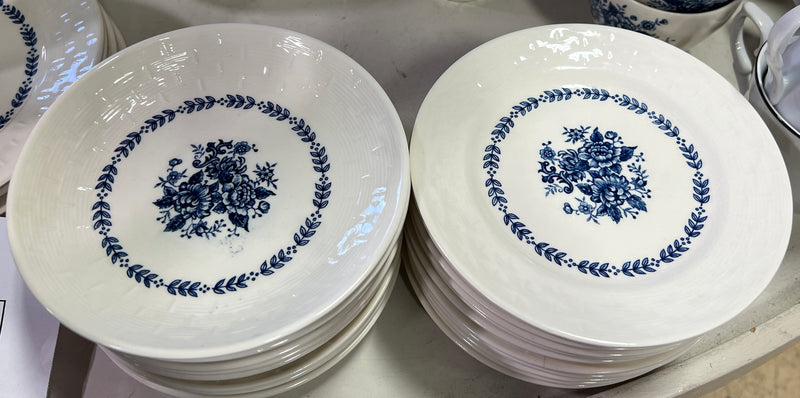 Vintage Royal Florence by Mayfair Blue & White Transferware China Set – 79 Pieces
