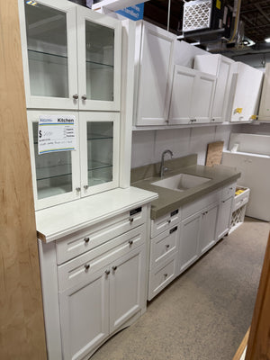 Classic White Kitchen Cabinet Set with Countertop & Sink