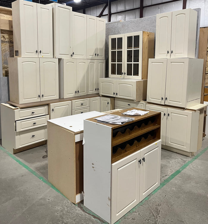 Cream Kitchen with Black Spiral Knobs
