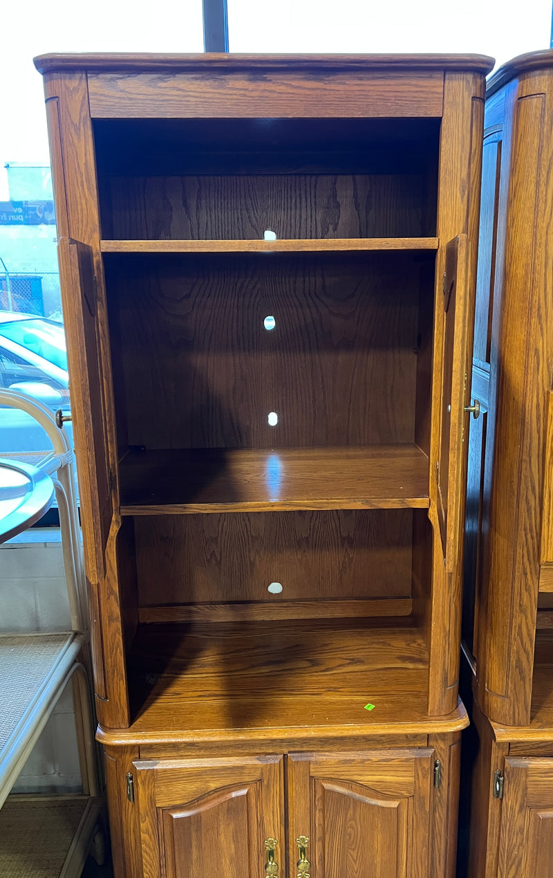 Vintage Honey Oak Entertainment Center & Hutch