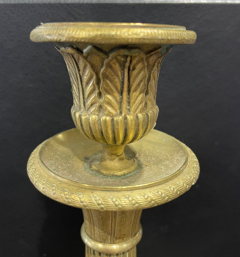 Pair of Antique French Empire - Restoration style gilt bronze candlesticks