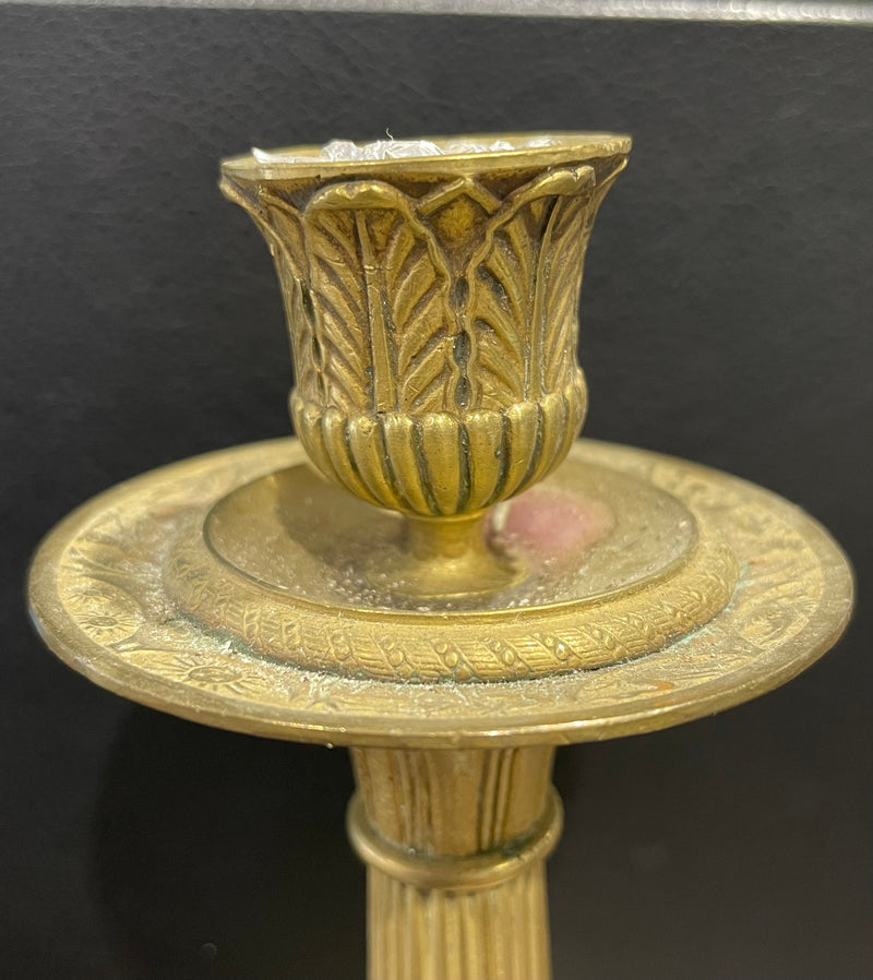Pair of Antique French Empire - Restoration style gilt bronze candlesticks