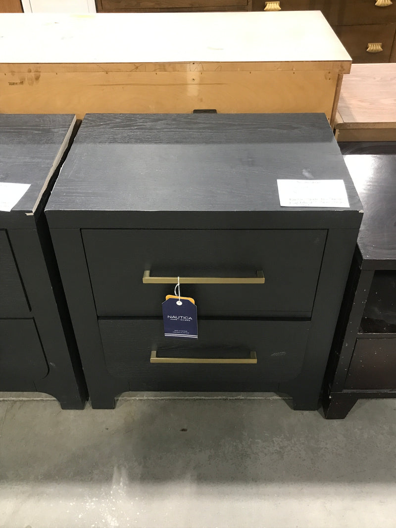 Nautica Blue Dark Greyish Blue Two Drawer Nightstand With Power Charging Port