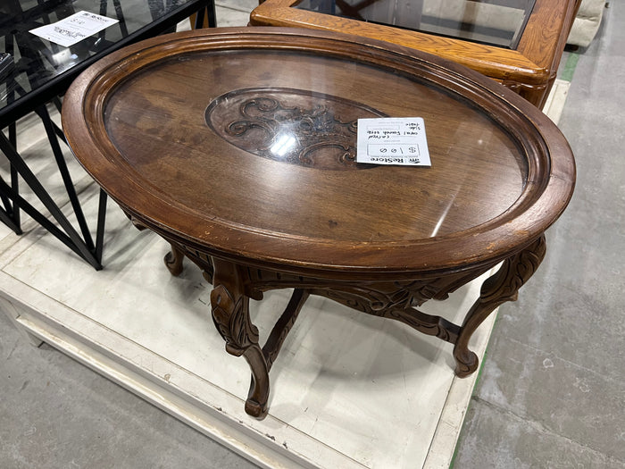 Carved Oval French Style Side Table