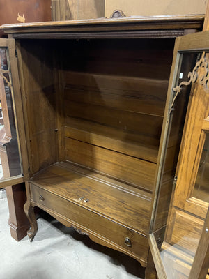 Antique Walnut Buffet with Glass Doors