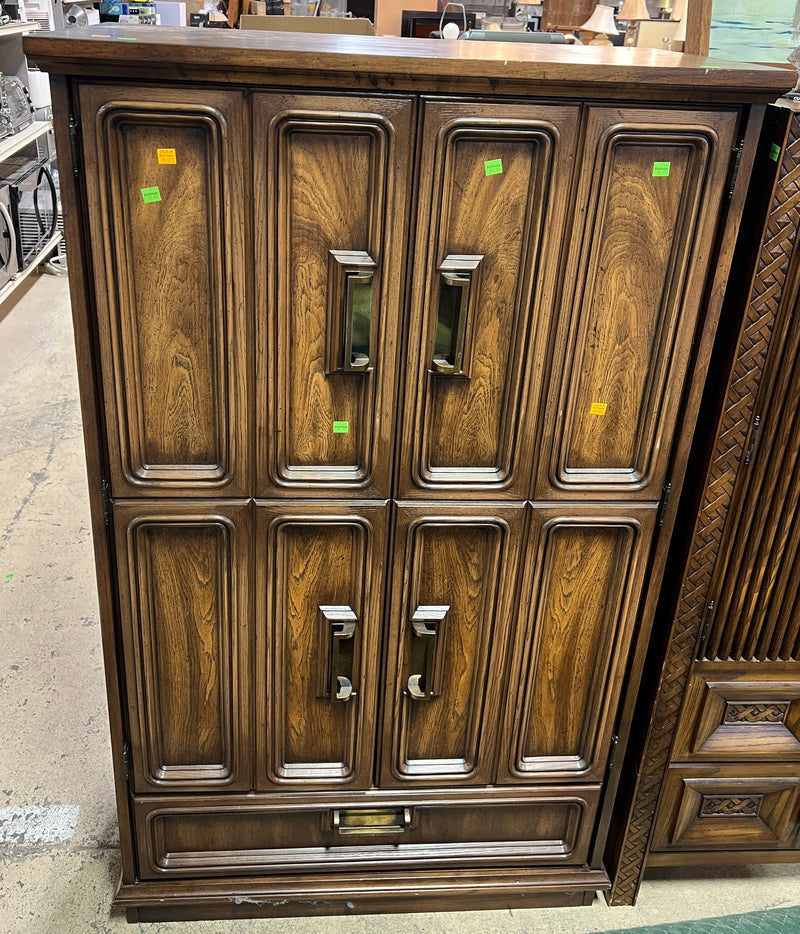 Wood Armoire Cabinet with Brass Hardware