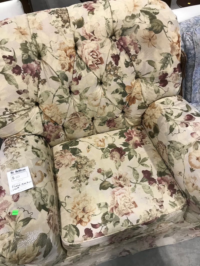 Cream Floral Arm Chair