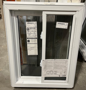 White Vinyl Sliding Window 28.25W” x 34.5H”