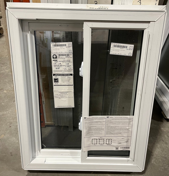 White Vinyl Sliding Window 28.25W” x 34.5H”