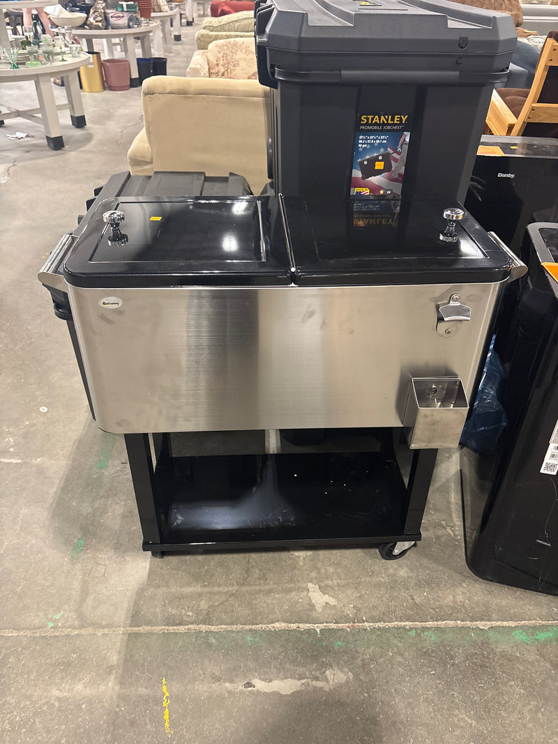 Outsunny 80 Quart Rolling Cooler Cart with Bottle Opener
