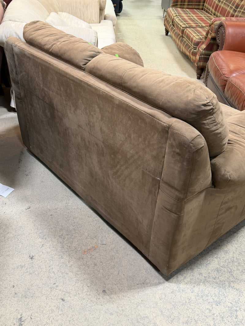 Plush Brown Microfiber Loveseat Sofa