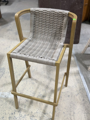 Modern Woven Counter Stool with Wood Frame