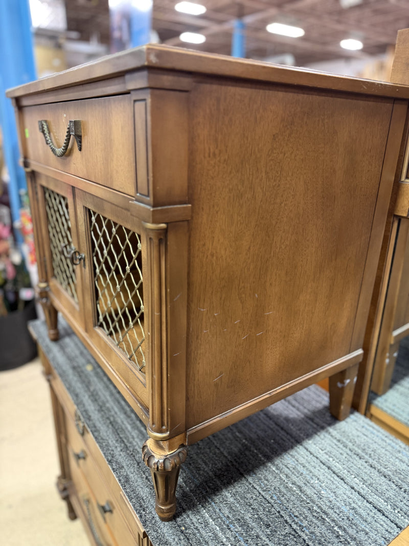 Traditional Wooden Accent Cabinet with Decorative Lattice Doors