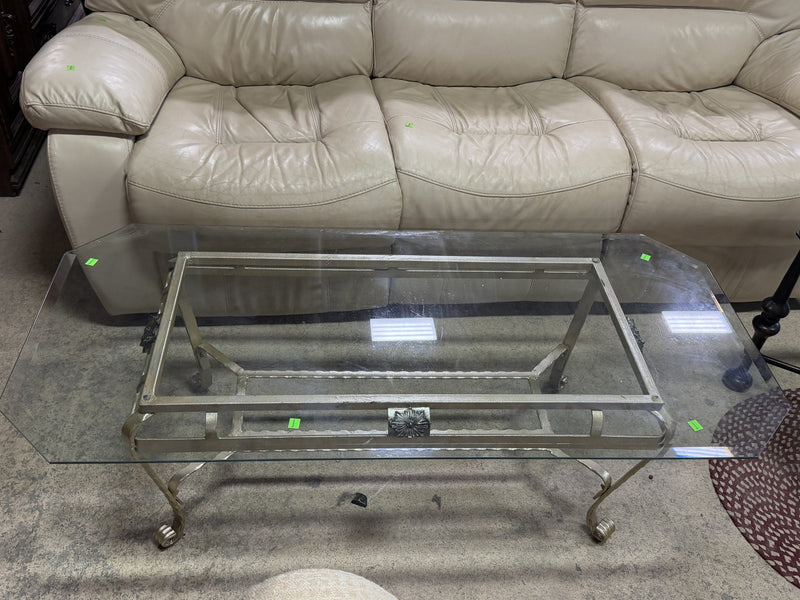 Vintage Glass & Metal Coffee Table