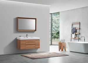 48-inch Vanity in Honey Oak with Acrylic Top Single-Sink in Polymarble Glossy White