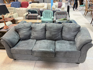 Plush Microfiber 3-Seater Sofa in Charcoal Grey