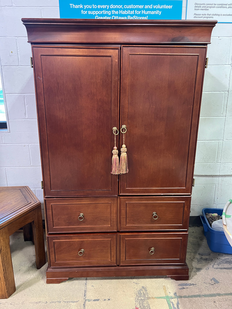Traditional Dark Wood Armoire Wardrobe with 4-Drawer Chest
