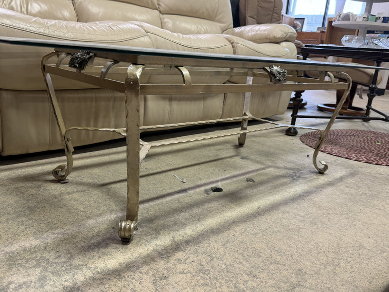 Vintage Glass & Metal Coffee Table