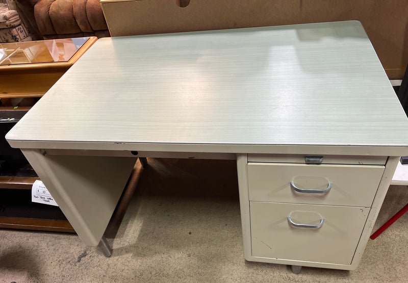 Vintage Mid-Century Tanker-Style Metal Desk