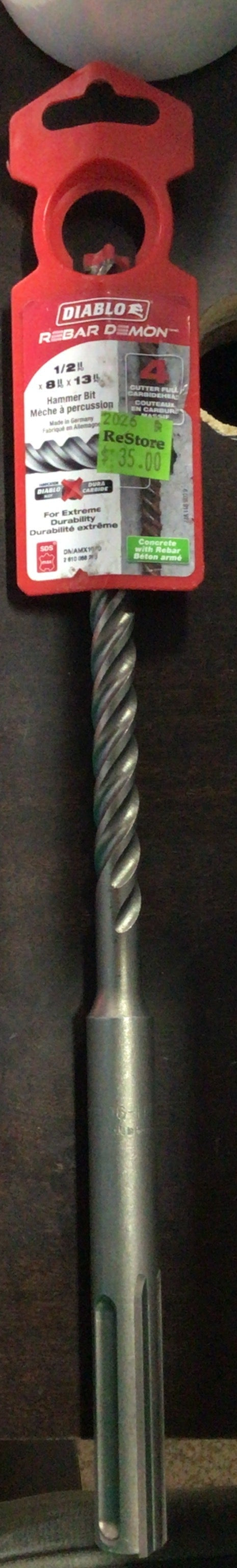 Diablo 5/8” x 8 x 13” Auger 4 Cutter Drill Bit