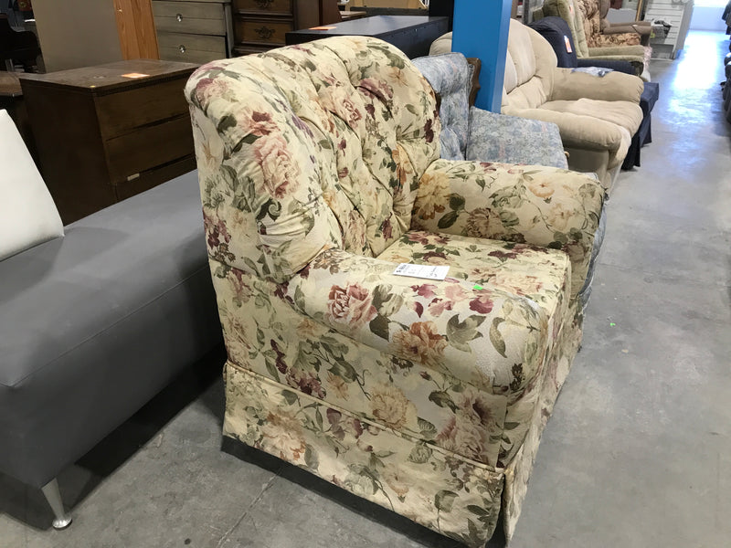 Cream Floral Arm Chair