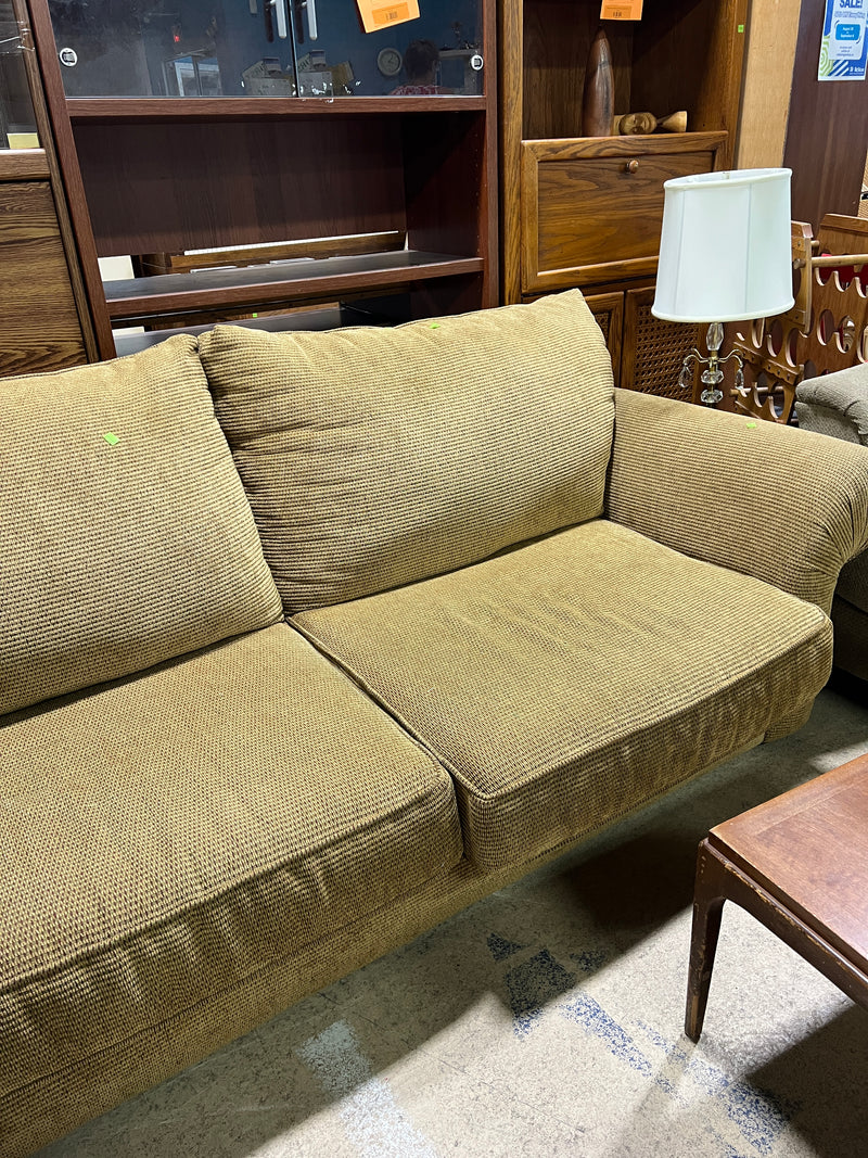 Casual Olive Ribbed Loveseat